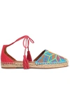 AQUAZZURA Palm Springs embroidered canvas and suede espadrilles