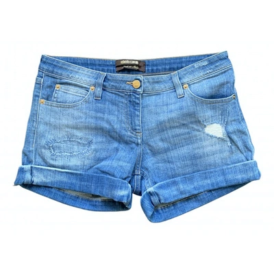 Pre-owned Roberto Cavalli Blue Cotton - Elasthane Shorts