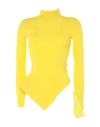 Off-white Asymmetric Neon Ribbed-knit Turtleneck Sweater In Yellow