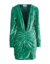 Attico Crystal-embellished Ruched Stretch-velvet Mini Dress In Light Green