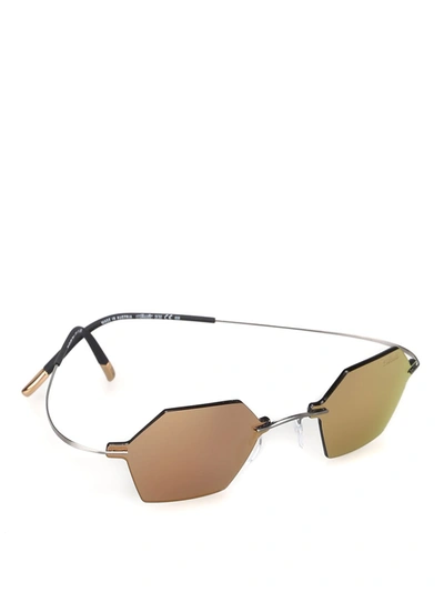Silhouette Frameless Hexagonal Sunglasses In Metallic