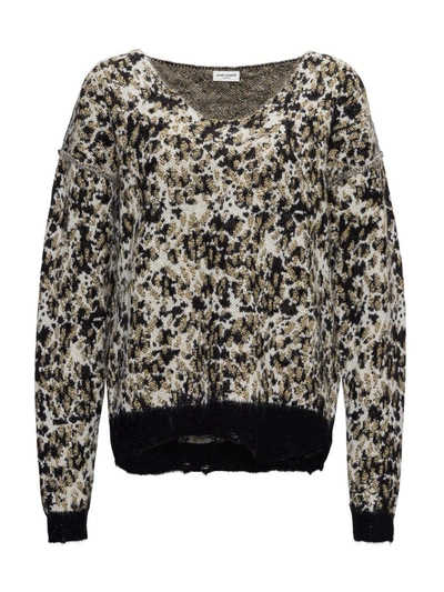 SAINT LAURENT SAINT LAURENT LEOPARD PRINT KNIT SWEATER