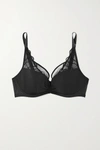 MAISON LEJABY JAZZ LACE-TRIMMED STRETCH-JERSEY UNDERWIRED BRA