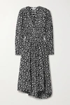 Isabel Marant Étoile Serali Asymmetric Printed Crepe Midi Dress In Black
