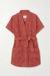 LUCY FOLK HORIZON BELTED COTTON-TERRY ROBE