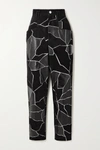 ISABEL MARANT MAEKO PATCHWORK METALLIC-TRIMMED SUEDE AND LEATHER TAPERED PANTS
