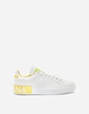 Dolce & Gabbana Dolce And Gabbana White And Gold Portofino Sneakers In Multicolor