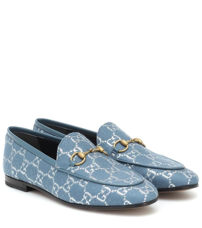 Gucci Blue Brixton Gg Canvas Loafers In Blue