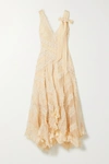 ZIMMERMANN CHARM STAR RUFFLED SILK-ORGANZA AND GUIPURE LACE MAXI DRESS