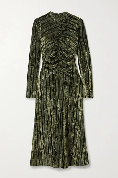 Floral Print Stine Goya Velvet Dress Forte Forte Pliss-effect Velvet Dress  Green FARFETCH ID