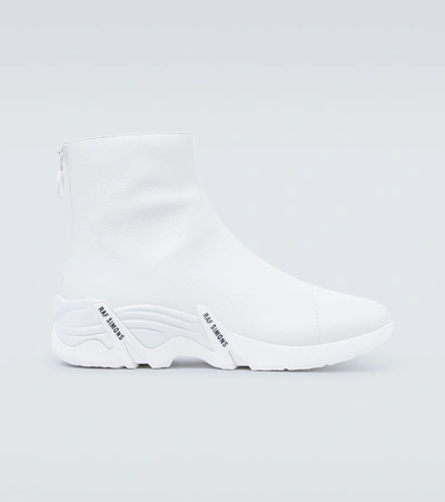 Raf Simons Cylon High-top Leather Sneakers In White
