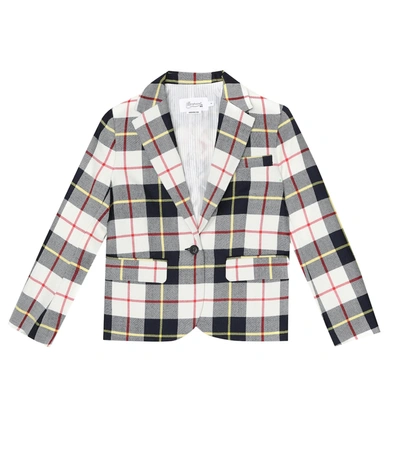 Bonpoint Kids' Nigel Checked Wool Blazer In White