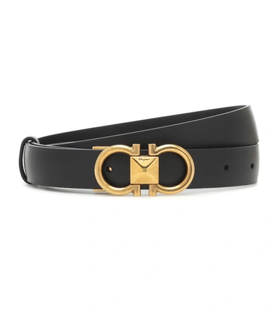 Ferragamo 25mm Double-faced Leather Belt In Black