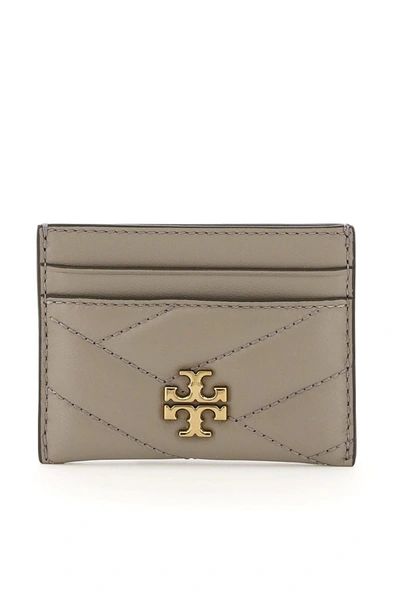 Tory Burch Kira Chevron Cardholder In Beige,grey