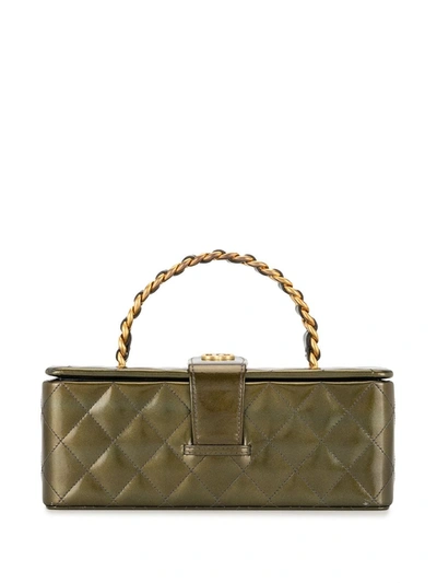 Pre-owned Chanel 1995 Cc Diamond-quilted Vanity Bag In Green