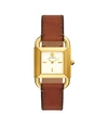 TORY BURCH PHIPPS WATCH, LUGGAGE LEATHER/GOLD-TONE, 24 X 24 MM,796483512498