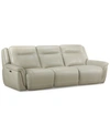 Furniture Lenardo 3-pc. Leather Sofa With 3 Power Motion Recliners, Created For Macy's In Ivory