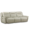 Furniture Lenardo 3-pc. Leather Sofa With 3 Power Motion Recliners, Created For Macy's In Ivory