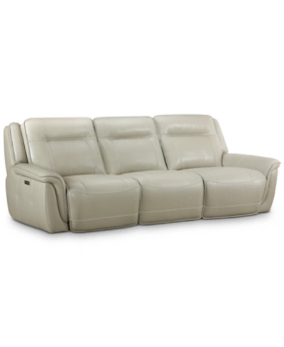 Furniture Lenardo 3-pc. Leather Sofa With 3 Power Motion Recliners, Created For Macy's In Ivory