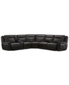Furniture Lenardo 6-pc. Leather Sectional With 3 Power Recliners And Console, Created For Macy's In Espresso