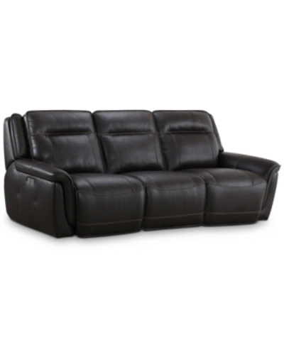 Furniture Lenardo 3-pc. Leather Sofa With 3 Power Motion Recliners, Created For Macy's In Espresso
