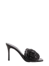 Valentino Floral Appliqué Leather Sandals In Black