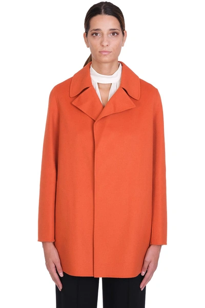 Theory Knitted Open Front Coat In Orange