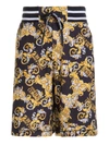VERSACE JEANS COUTURE BAROQUE PRINT BERMUDA SHORTS IN BLACK