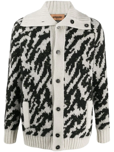 Missoni Instarsia Pattern Cardigan In Neutrals