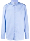 Brunello Cucinelli Plain Blue Cotton Shirt In Blue