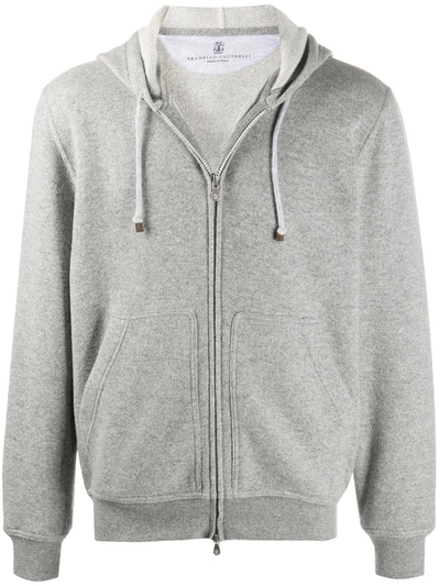 Brunello Cucinelli Zip-up Cashmere Hoodie In Grey