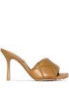 Bottega Veneta Brown Bv Rubber Lido 90 Leather Mules In Brown