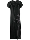 NINA RICCI FLORAL-EMBROIDERED LONG SHIFT DRESS