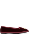 Giannico Crystal-embellished Velvet Ballerina Shoes In Dark Red