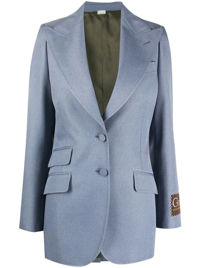 Gucci -label Single-breasted Blazer In Blue