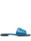Bottega Veneta 10mm Lido Leather Slide Flats In Blue