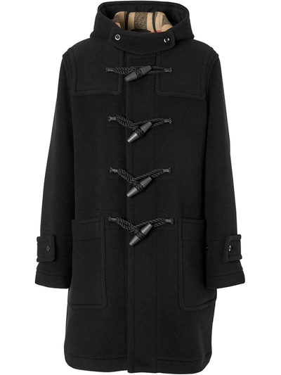 Burberry Technical Wool Duffle Coat In Blue