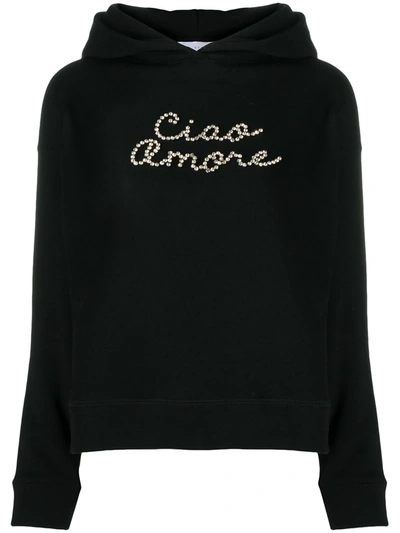 Giada Benincasa Logo Print Cotton Hoodie In Black