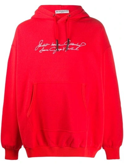 Givenchy Logo Print Hoodie In Red
