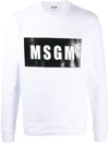 Msgm Logo Print Cotton Sweatshirt In White