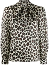 SAINT LAURENT LEOPARD PRINT PUSSYBOW BLOUSE