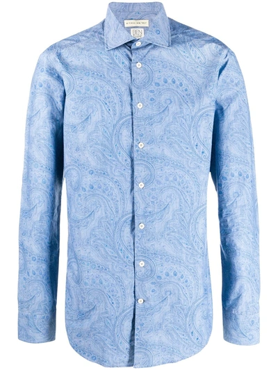 Etro Spread Collar Paisley-print Shirt In Blue