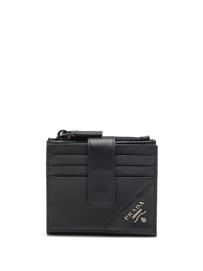 Prada Logo-lettering Saffiano Wallet In Black