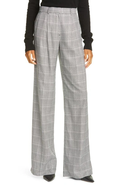 Atm Anthony Thomas Melillo Prince Of Wales Checked Woven Wide-leg Pants In Black/ Beige Combo