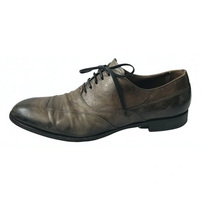 Pre-owned Dolce & Gabbana Leather Lace Ups In Grey