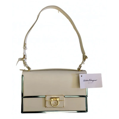 Pre-owned Ferragamo Sofia Leather Handbag In White