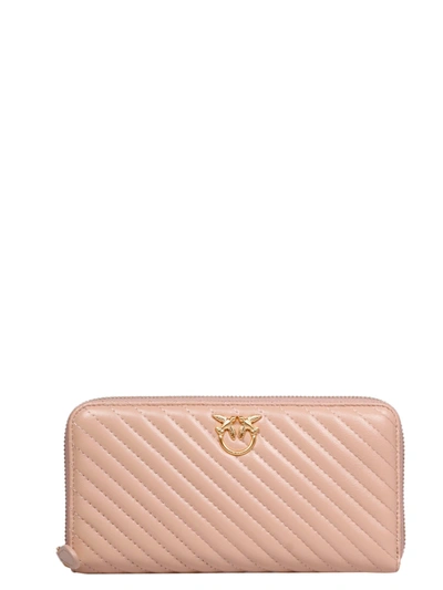 Pinko Ryder Wallet Zip-around In Nude & Neutrals