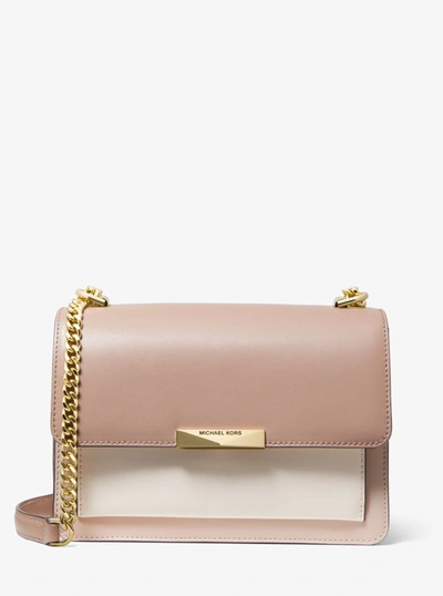 Michael Kors Jade Large Tri-color Leather Crossbody In Rosa