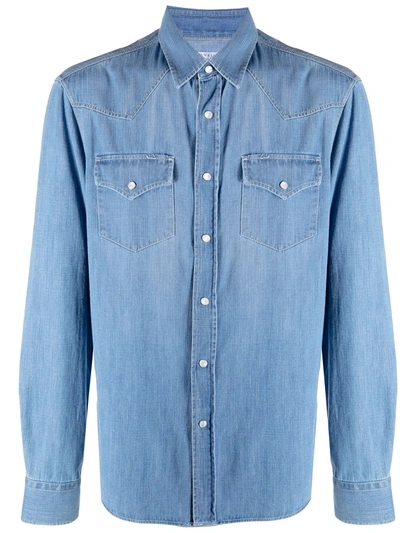 Brunello Cucinelli Plain Denim Shirt In Blue