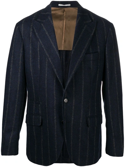 Brunello Cucinelli Stripe Blazer Jacket In Blue